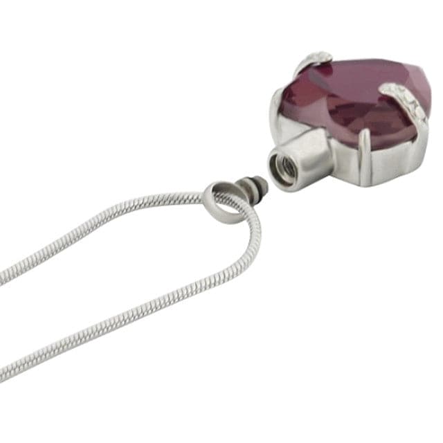 Purple Colored Heart Ashes Necklace Pendant