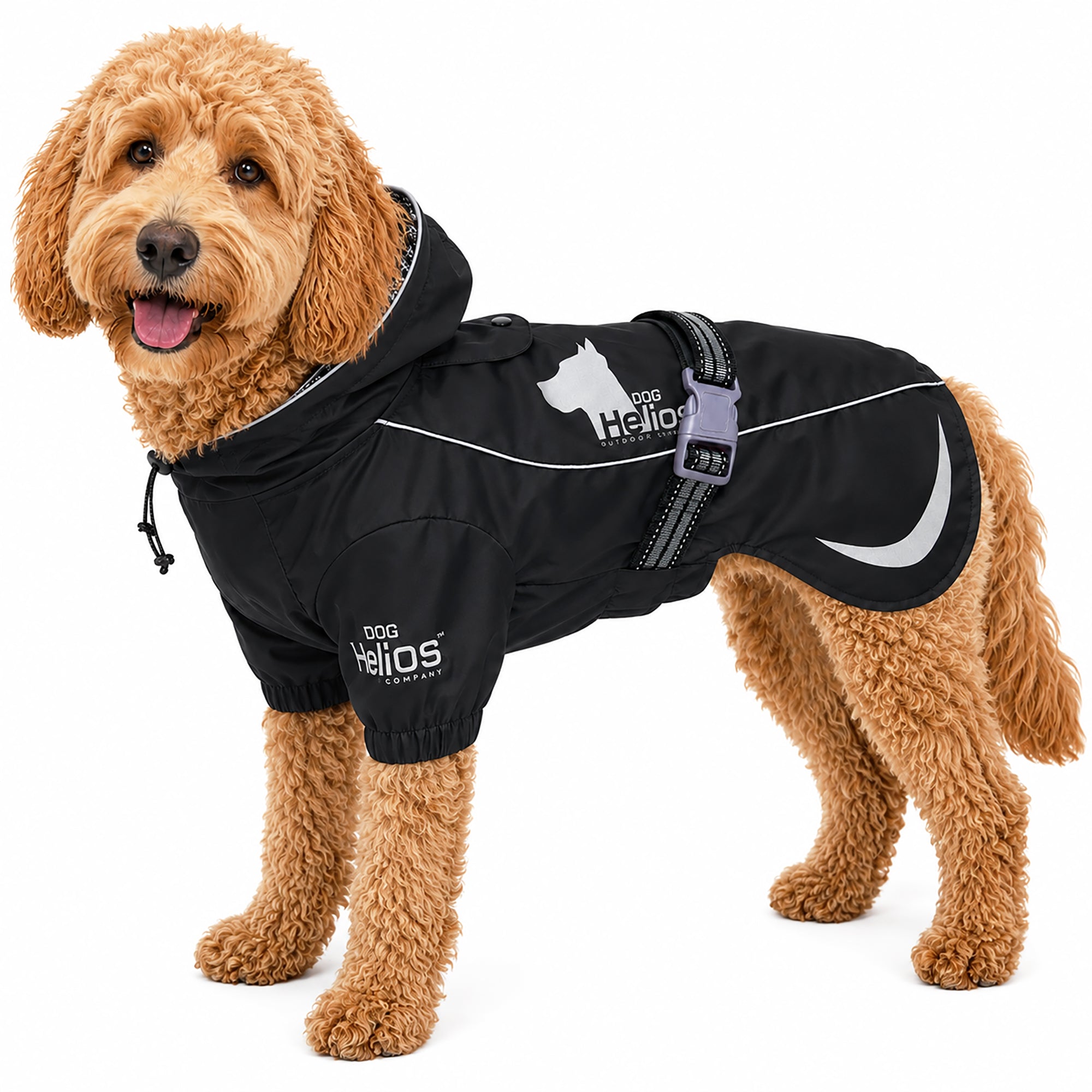 Dog Helios 'Ice-Breaker' Extendable Hooded Dog Coat w/ Heat Reflective Technology Black