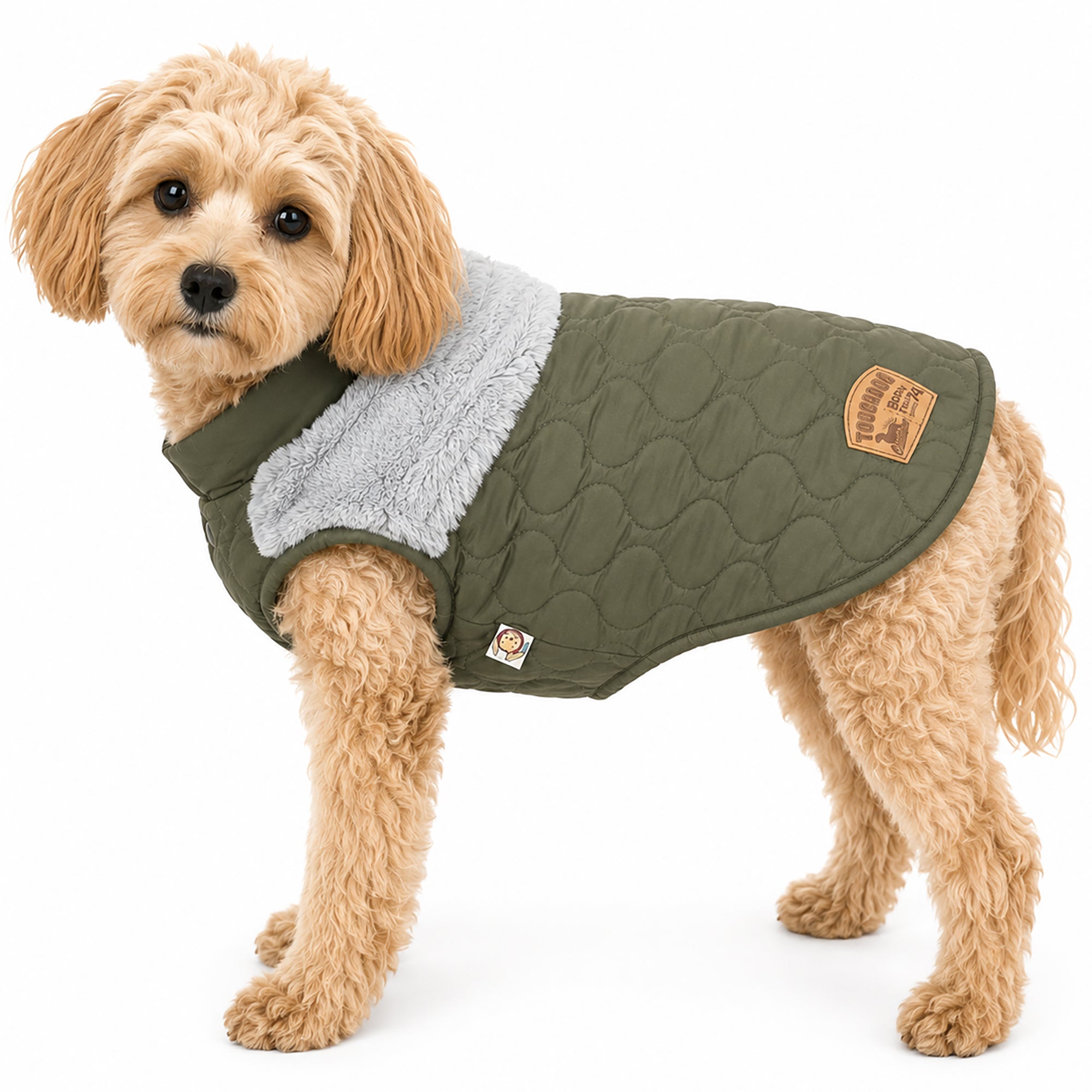 Touchdog 'Furrost-Bite' Fur and Fleece Designer Fashion Dog Jacket Green