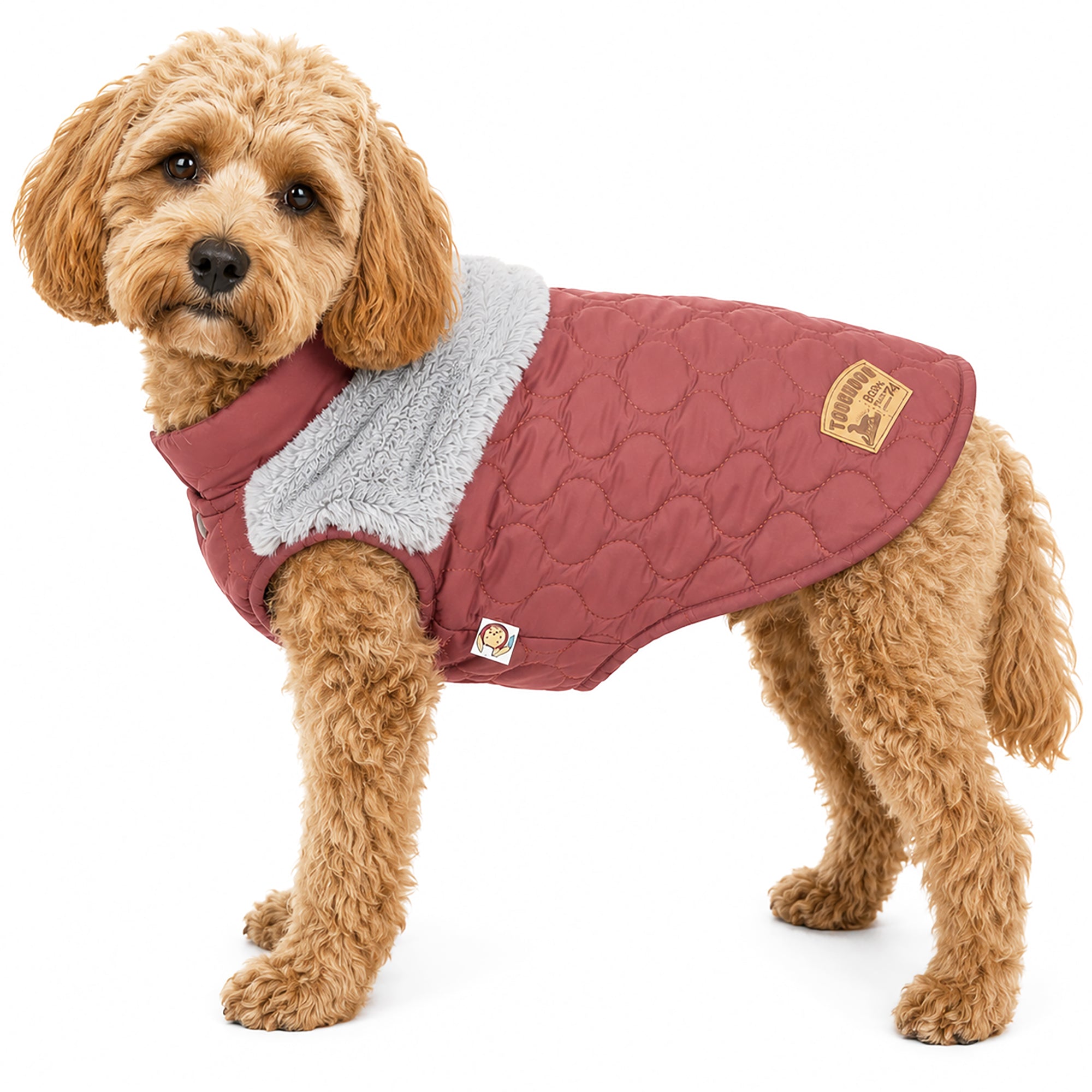 Touchdog 'Furrost-Bite' Fur and Fleece Designer Fashion Dog Jacket Red