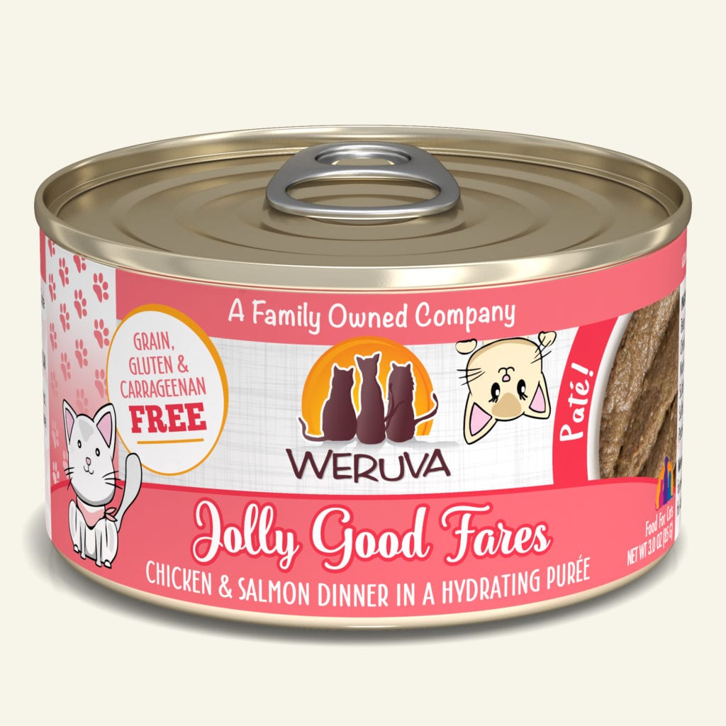Jolly Good Fares Pate, Chicken & Salmon Wet Cat Food by Weruva 5.5 oz