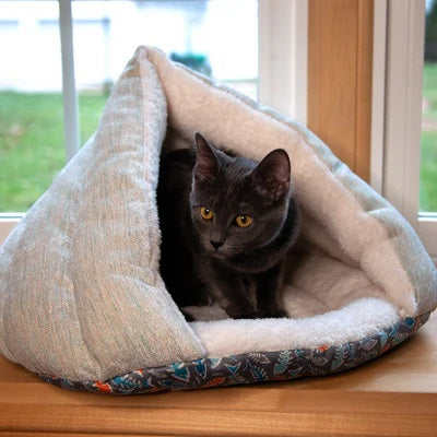 Kitty Kasa Hut Cat Bed Grey