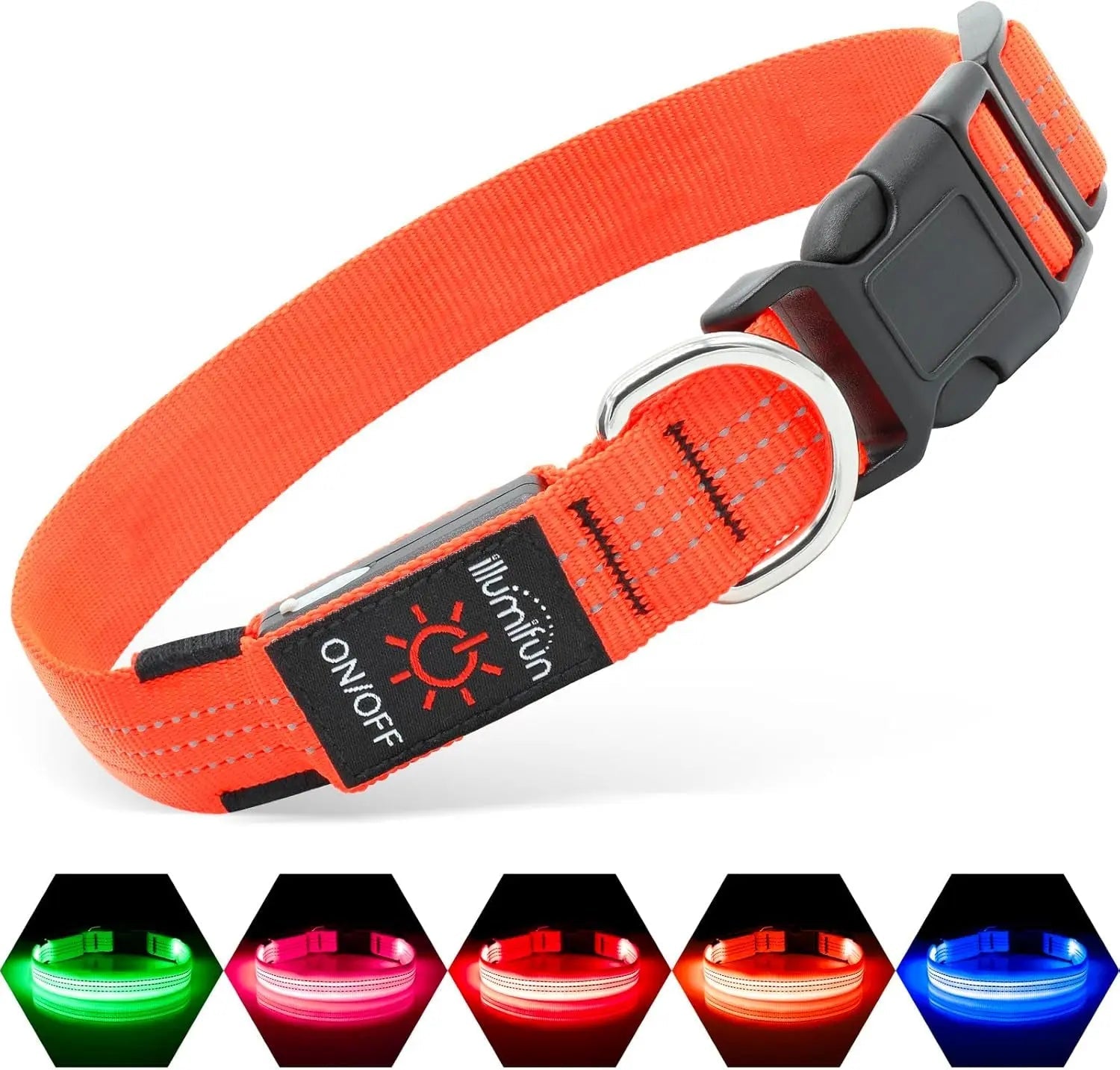 LED Dog Collar Rechargeable Light-Up Safety Collar for Night Walking (colors) Orangeⅲ