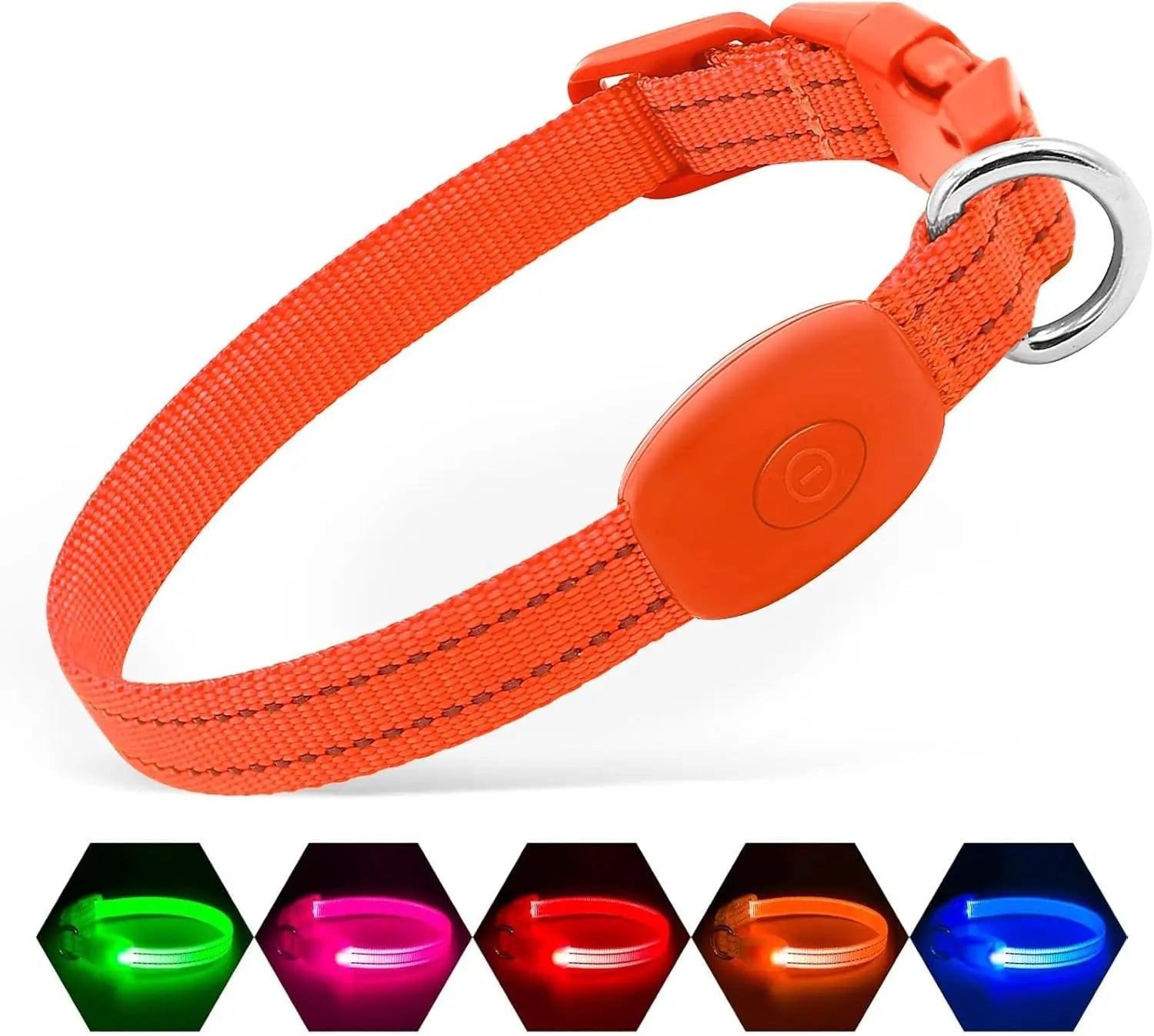 LED Dog Collar Rechargeable Light-Up Safety Collar for Night Walking (colors) Orange X-Small
