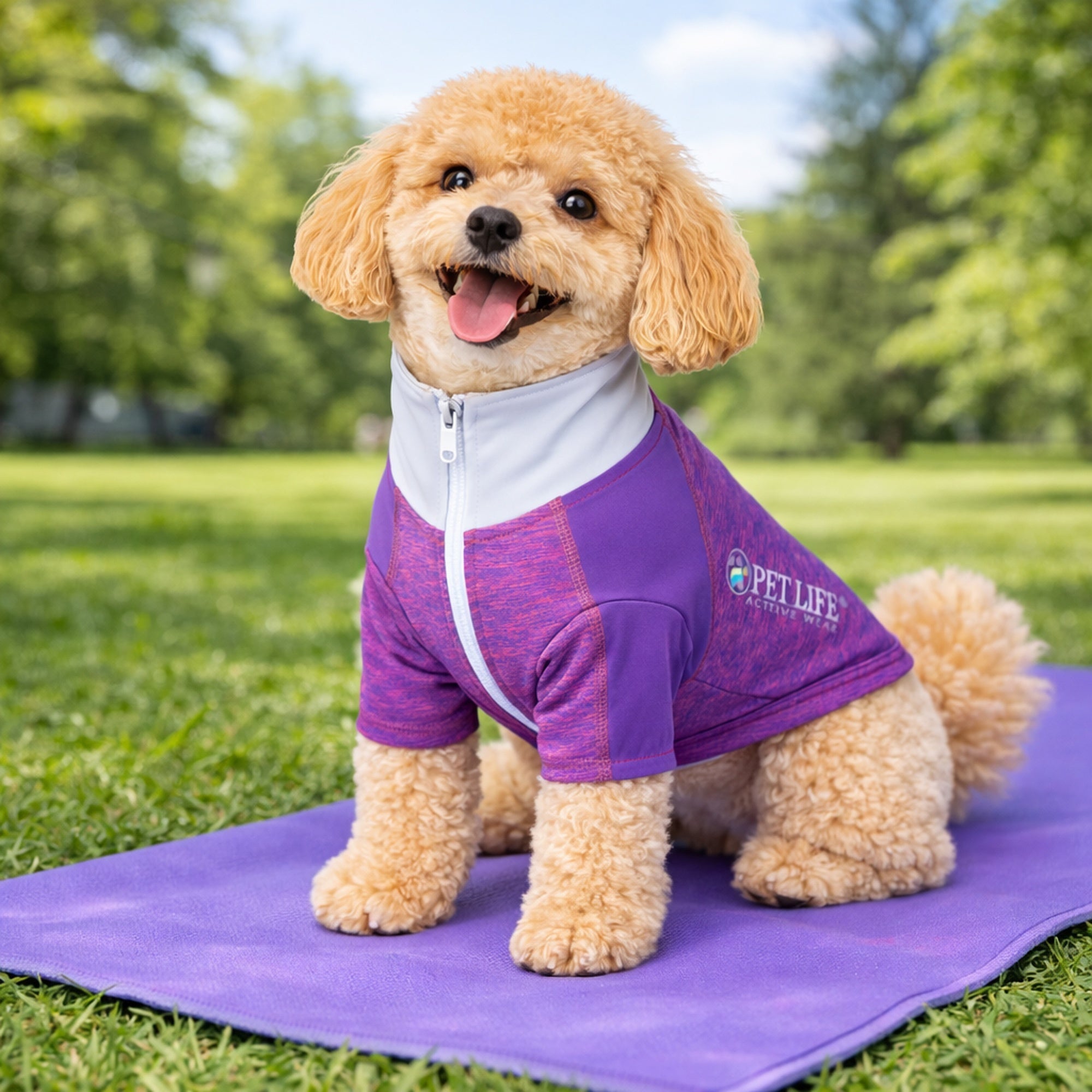 Pet Life ® Active 'Chewitt Wagassy' 4-Way-Stretch Yoga Fitness Long-Sleeve Dog T-Shirt