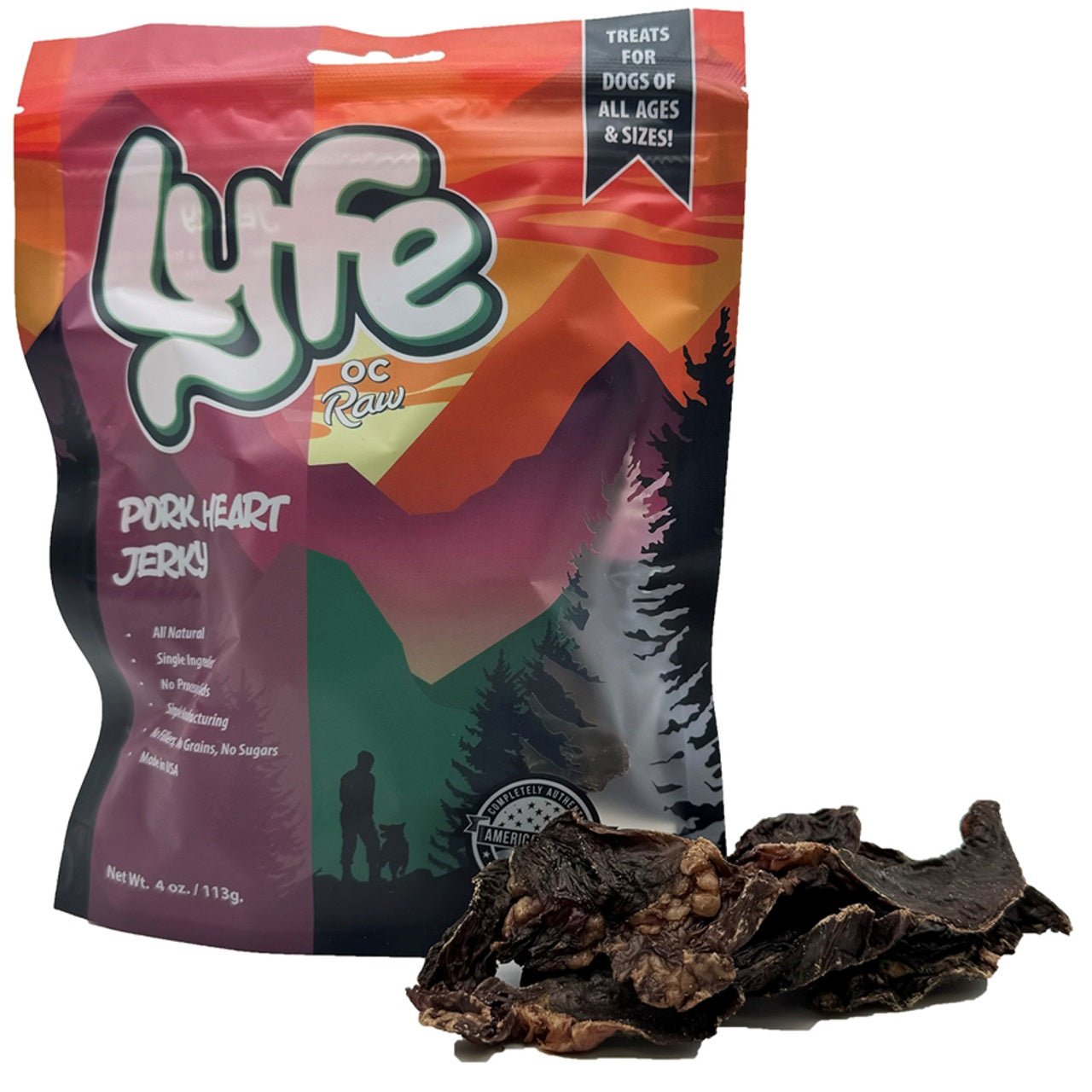 Lyfe Jerky Pork Heart Dog Treat, 4oz Pork Heart