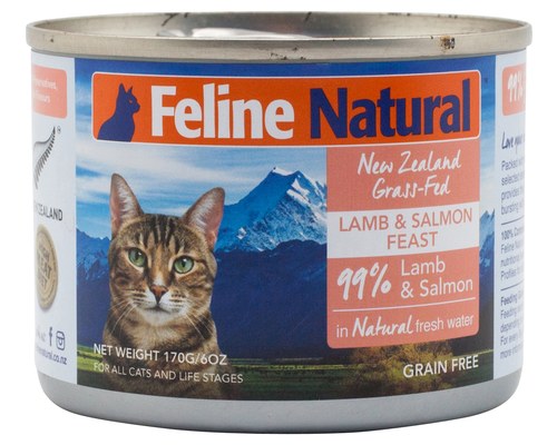 Lamb & Salmon Canned Wet Cat Food by Feline Naturals 6 oz Lamb & Salmon
