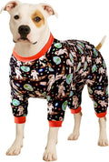 Large Dog Pajamas Space Astronaut Print Recovery Shirt UV Pullover Black