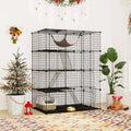 4-Tier Cat Cage with Skylight and Hammock for 1-4 Cats Default Title