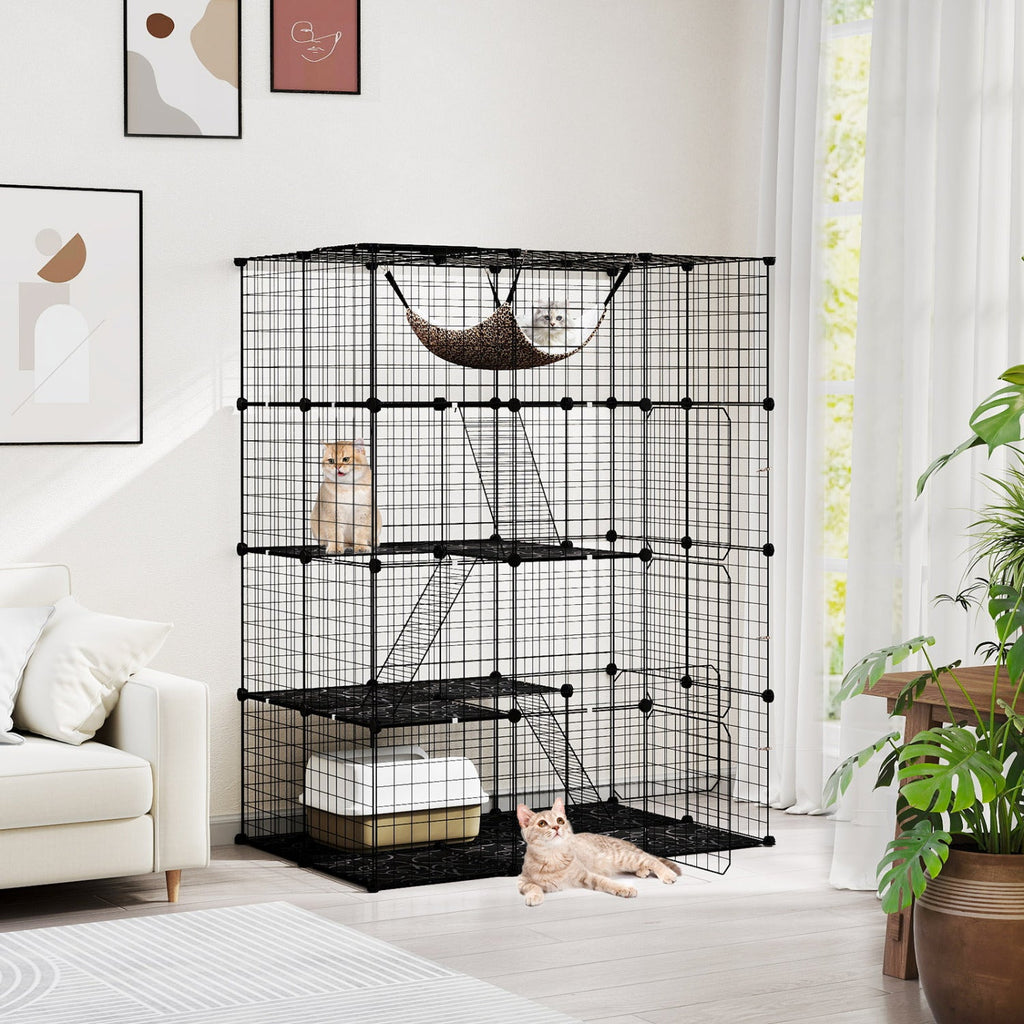 4-Tier Cat Cage with Skylight and Hammock for 1-4 Cats