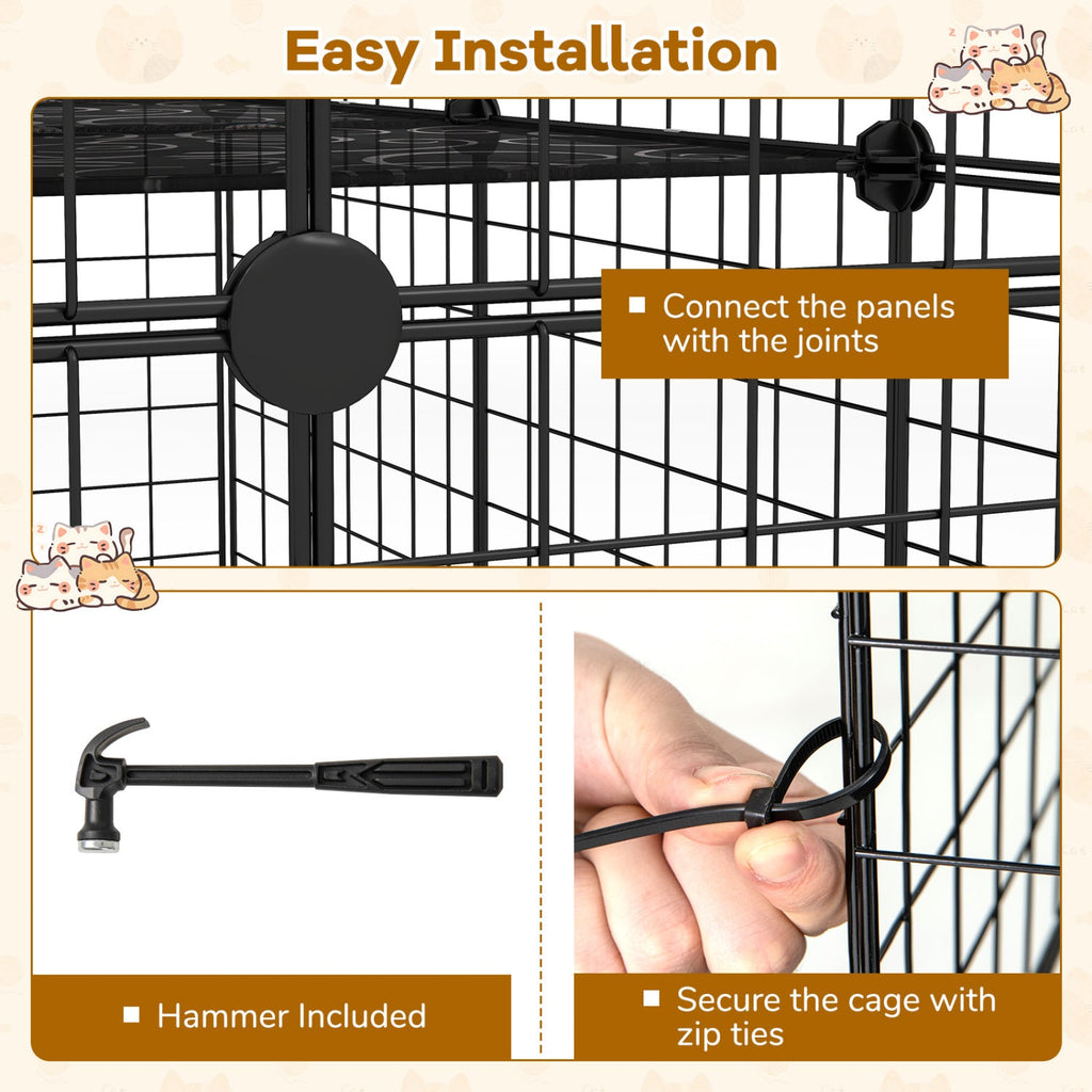 4-Tier Cat Cage with Skylight and Hammock for 1-4 Cats