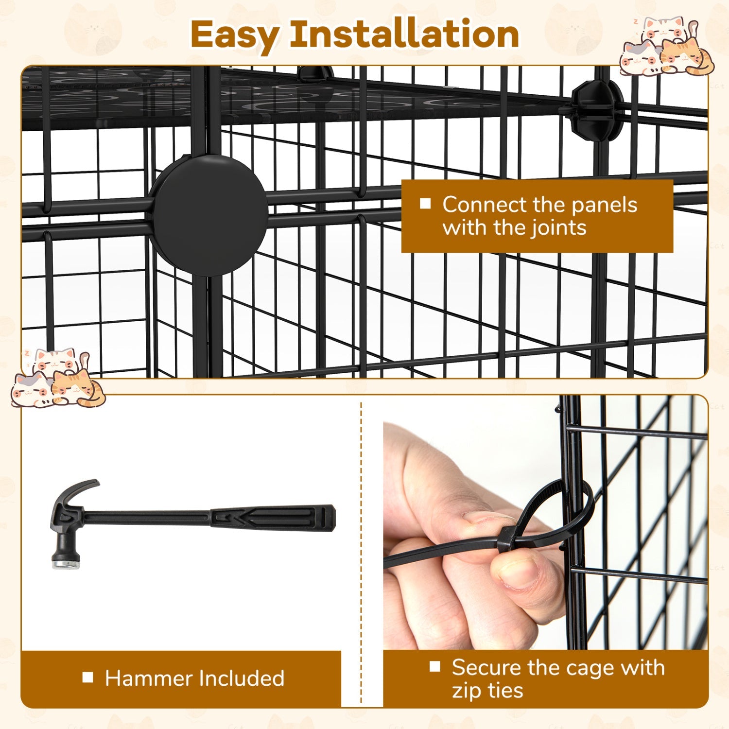 4-Tier Cat Cage with Skylight and Hammock for 1-4 Cats