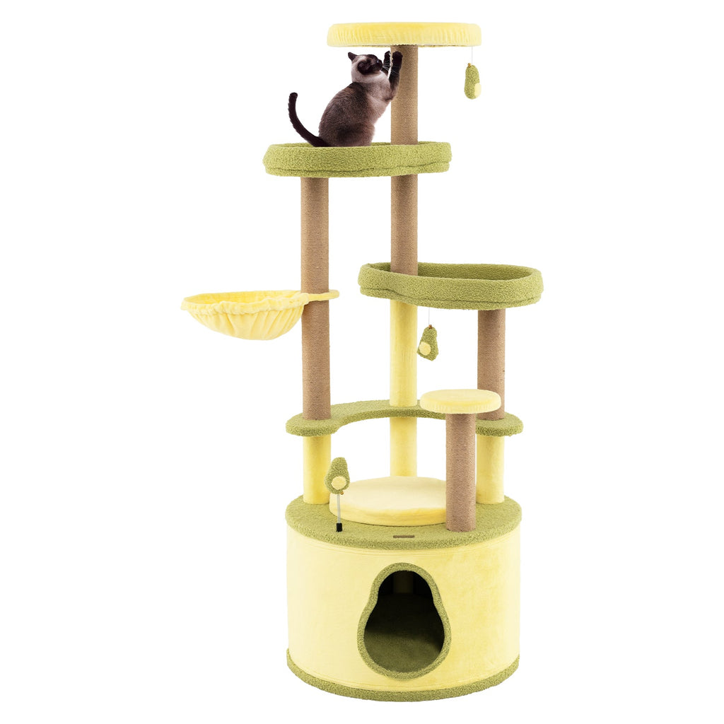 Large Avocado Cat Tree Multi-level Cat Tower with Private Condo-Green Default Title