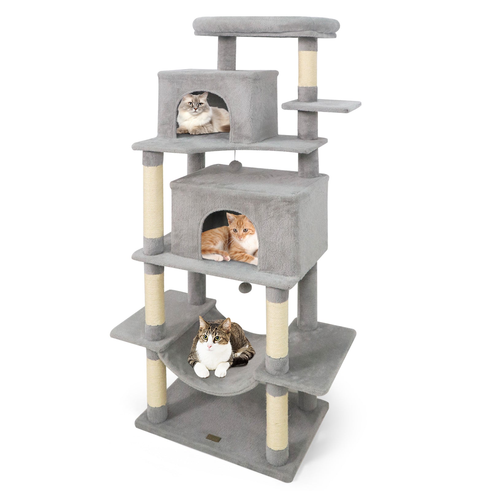 Large Cat Tree for Indoor Cats 70" Tall Cat Tower Light Grey