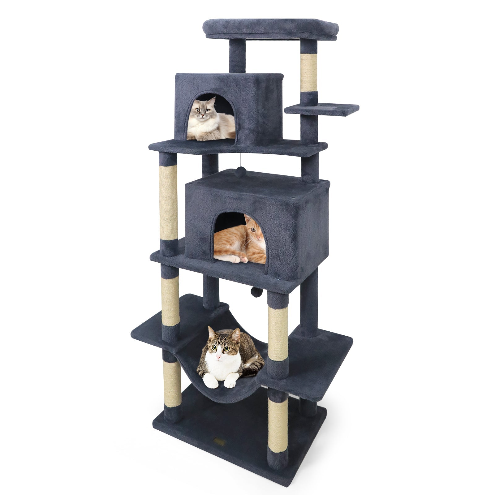 Large Cat Tree for Indoor Cats 70" Tall Cat Tower Gray