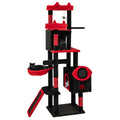 Large Gothic Cat Tree with Cat Condos and Plush Perches-Black & Red Default Title