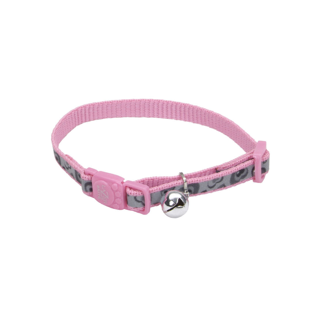 Lazer Brite Reflective Adjustable Breakaway Cat Collar Pink New Hearts