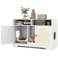 43 Inches Cat Litter Box Enclosure with Storage and Double Rooms-White Default Title
