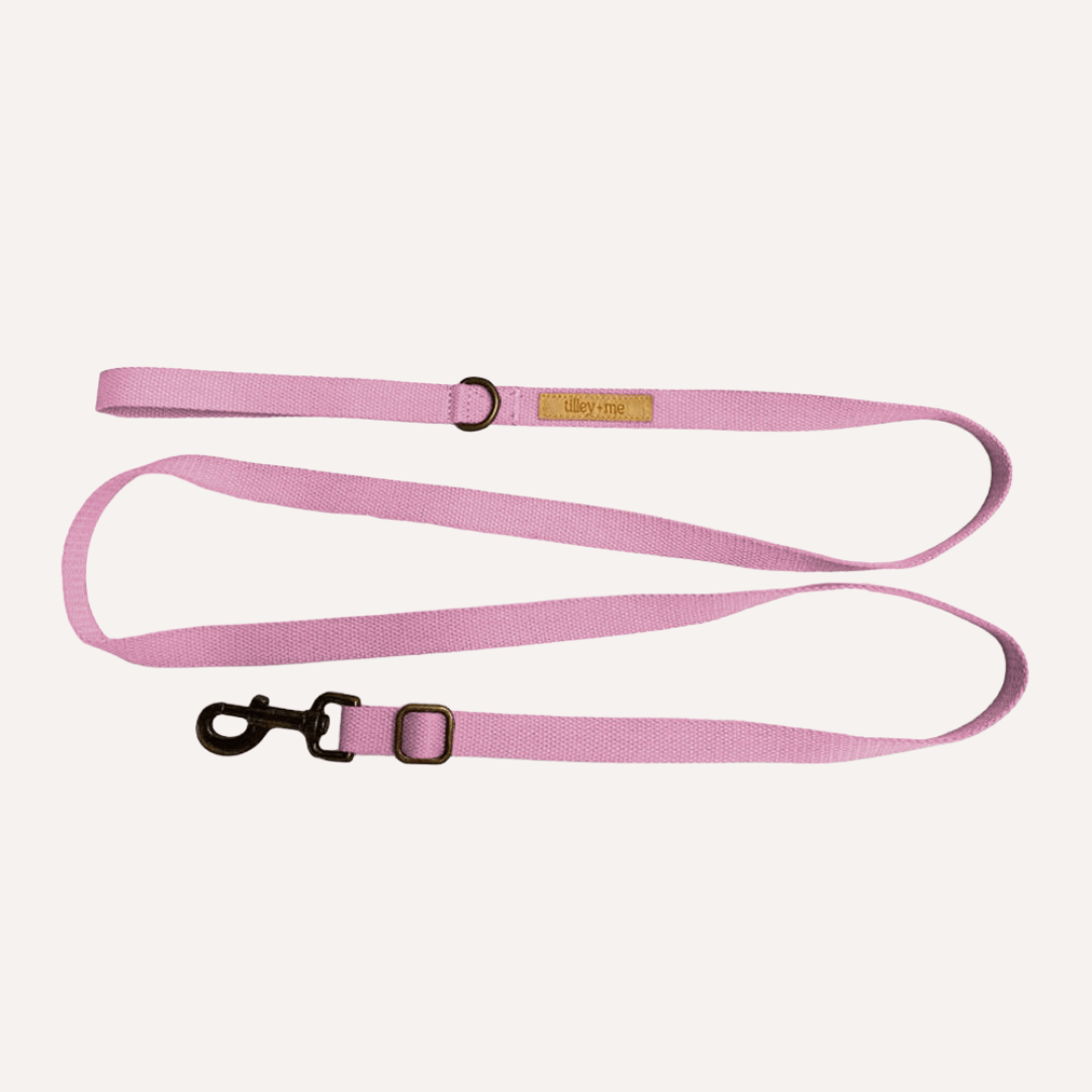 Tilley + Me Hemp Cotton Dog Leash - Durable, Sustainable, Adjustable, Lightweight & Soft-Malibu Pink Haze