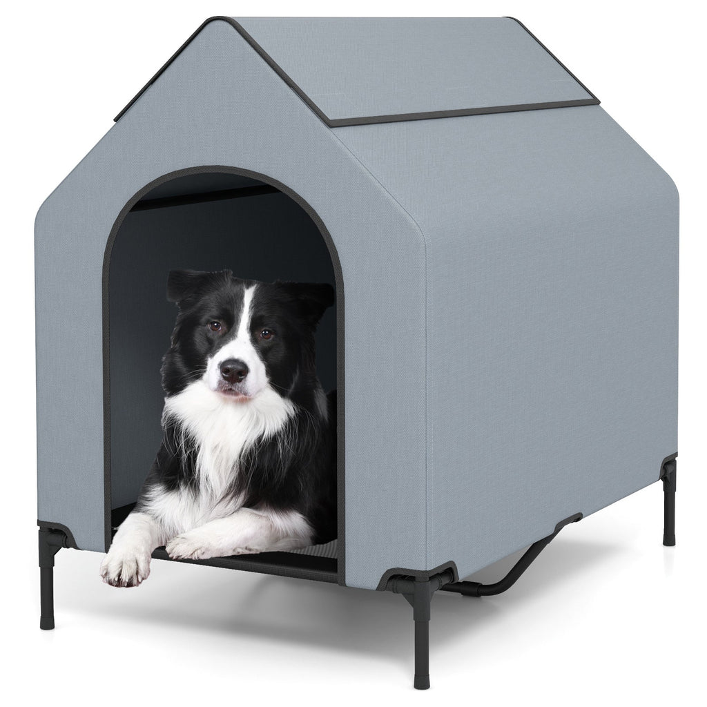 Large/Middle/Small Outdoor Elevated Pet House with Ventilated Windows-M