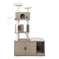 Cat Tree with Litter Box Enclosure for Indoor Cars-Gray Default Title