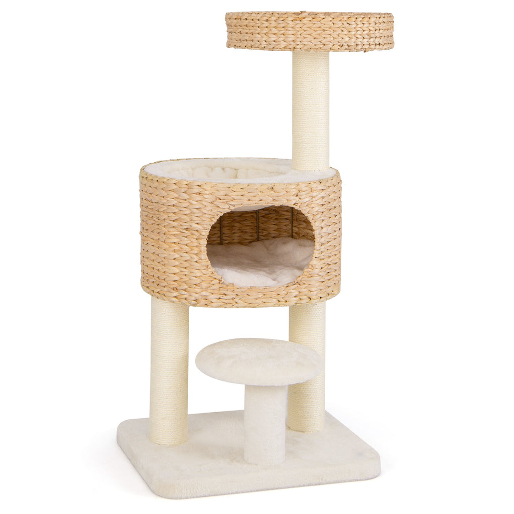 Modern Cat Tower Cat Tree with Top Perch Cattail Fluff Condo-Natural Default Title