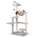 Modern Cat Tree 44 Inch Multi-level Cat Tower with Removable Padded Top Perch-Natural Default Title