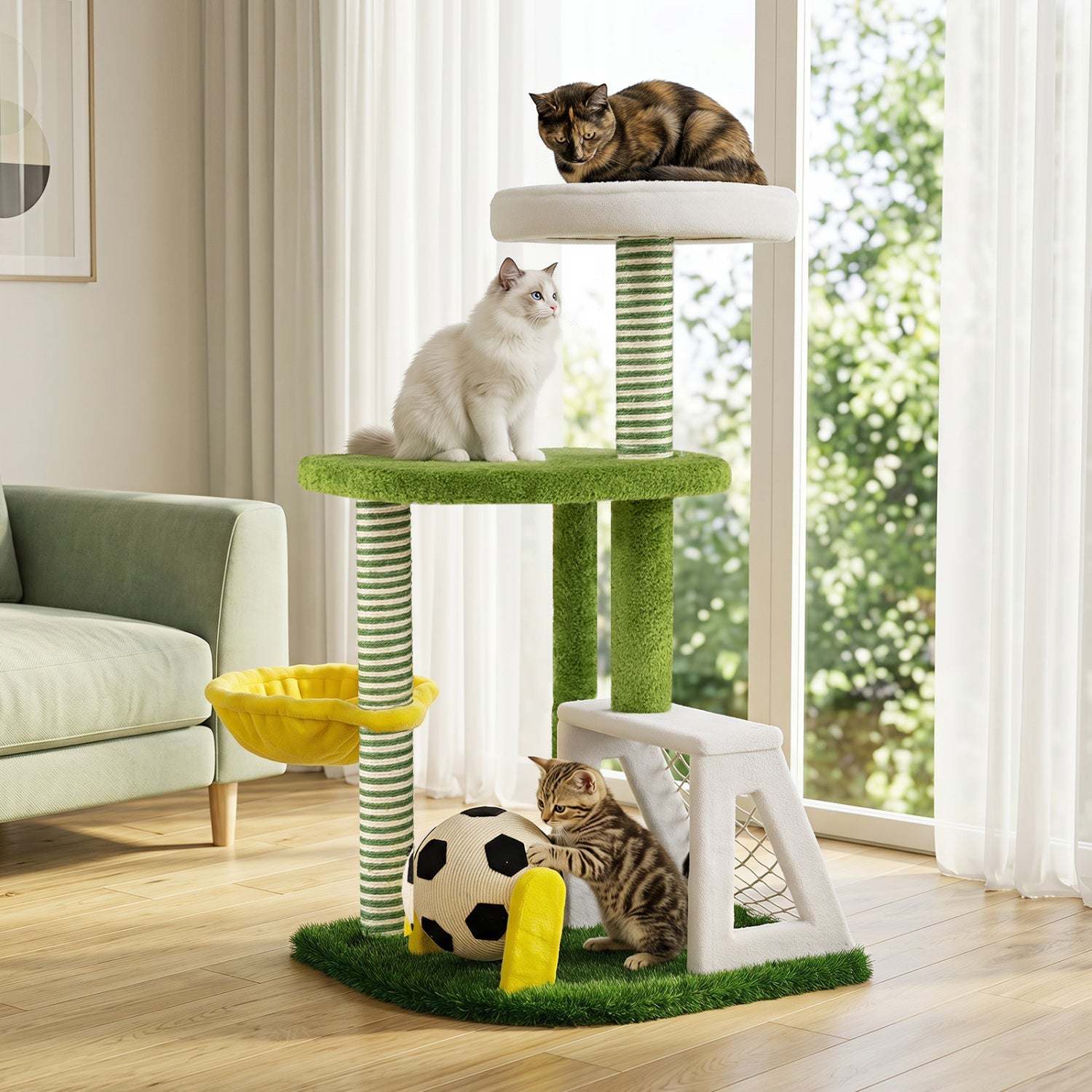 Multi-Level Cat Tree with Soccer Field & Hammock Default Title