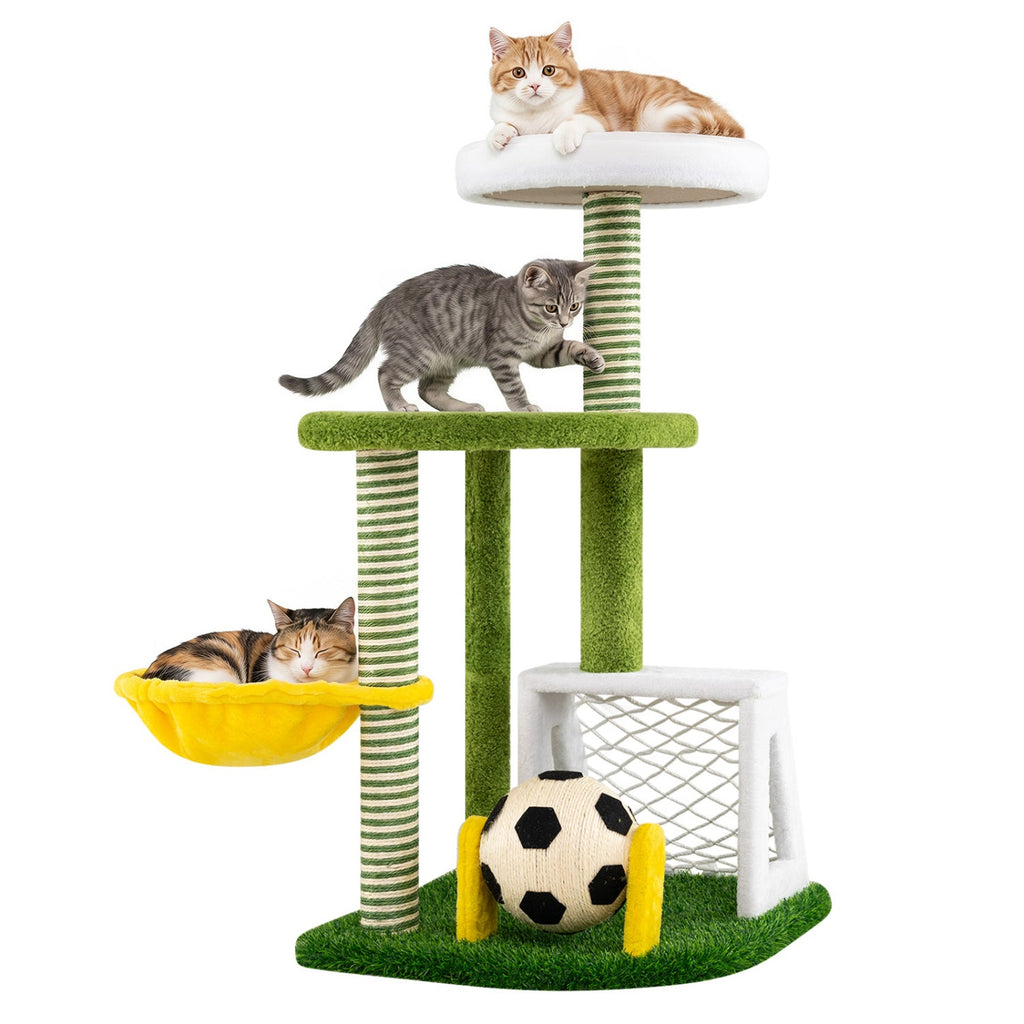 Multi-Level Cat Tree with Soccer Field & Hammock