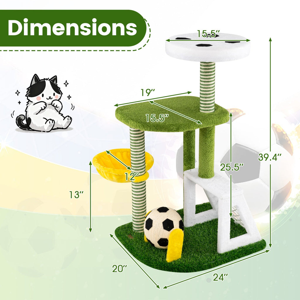 Multi-Level Cat Tree with Soccer Field & Hammock