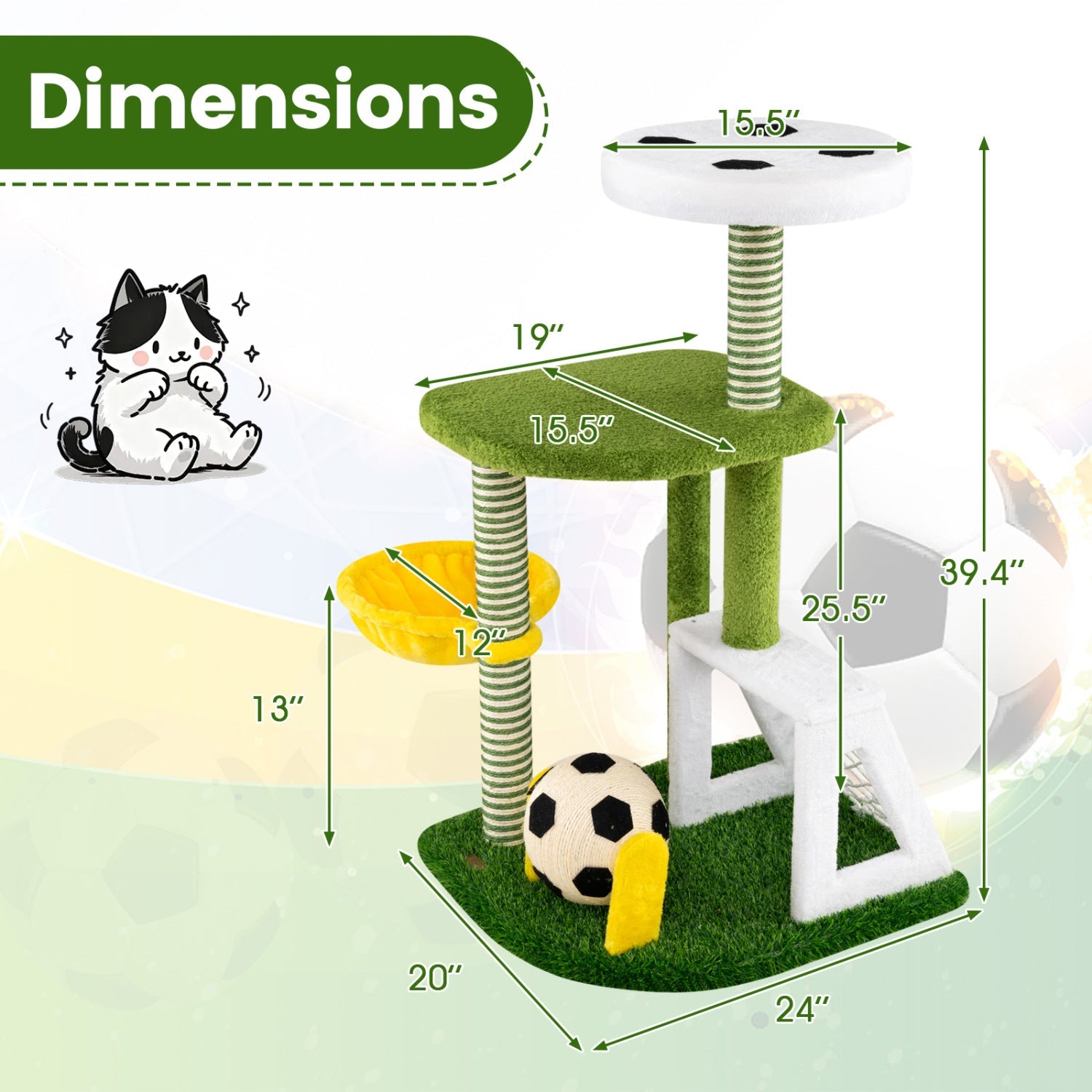 Multi-Level Cat Tree with Soccer Field & Hammock