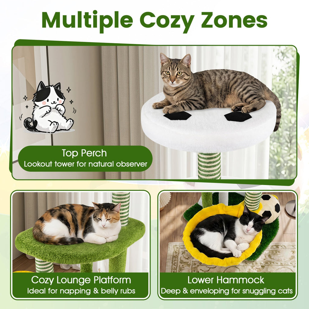 Multi-Level Cat Tree with Soccer Field & Hammock
