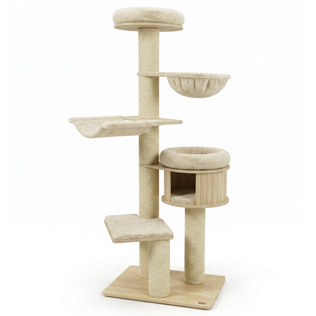75.5" Tall Cat Tree with Sisal Posts, Hammock & Basket
