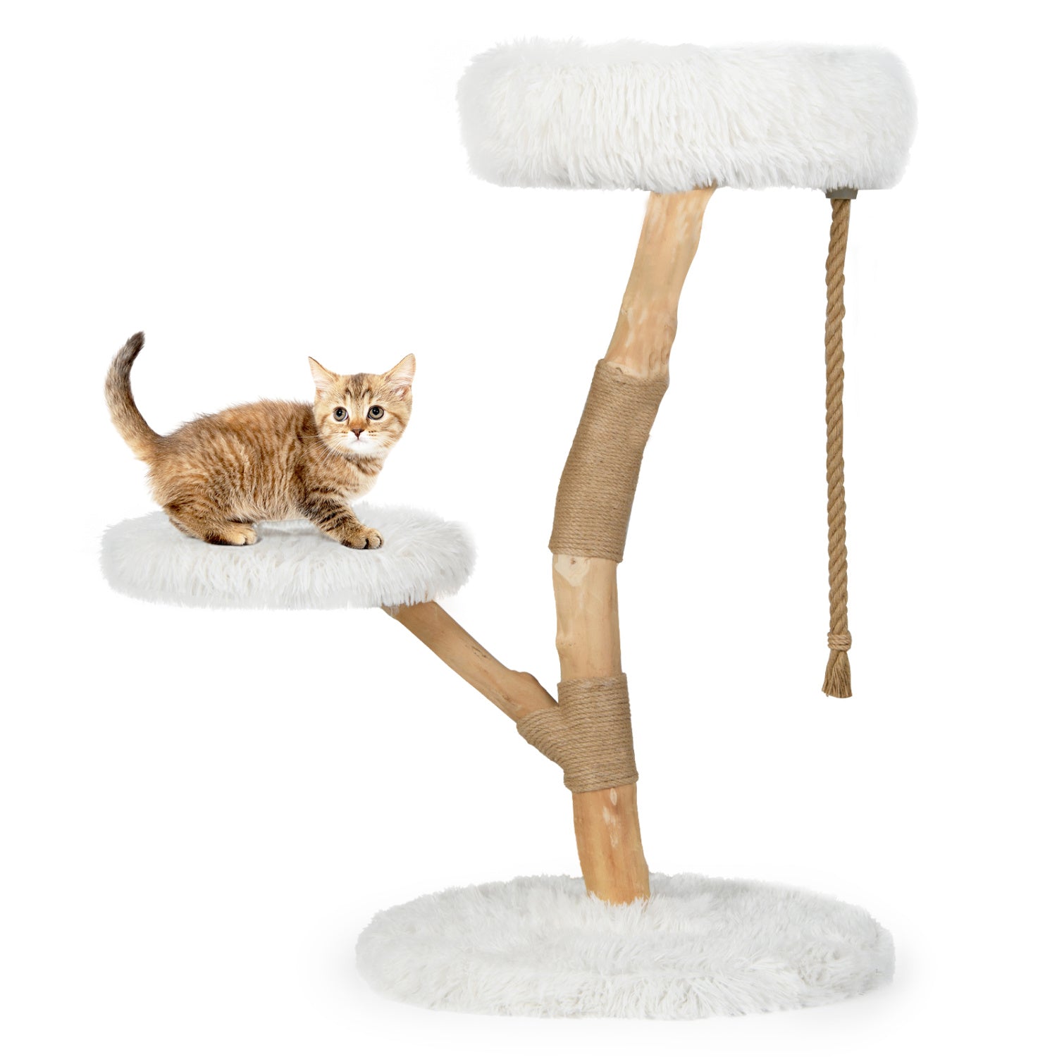 Wooden Cat Tree Tower with Perch and Scratching Posts