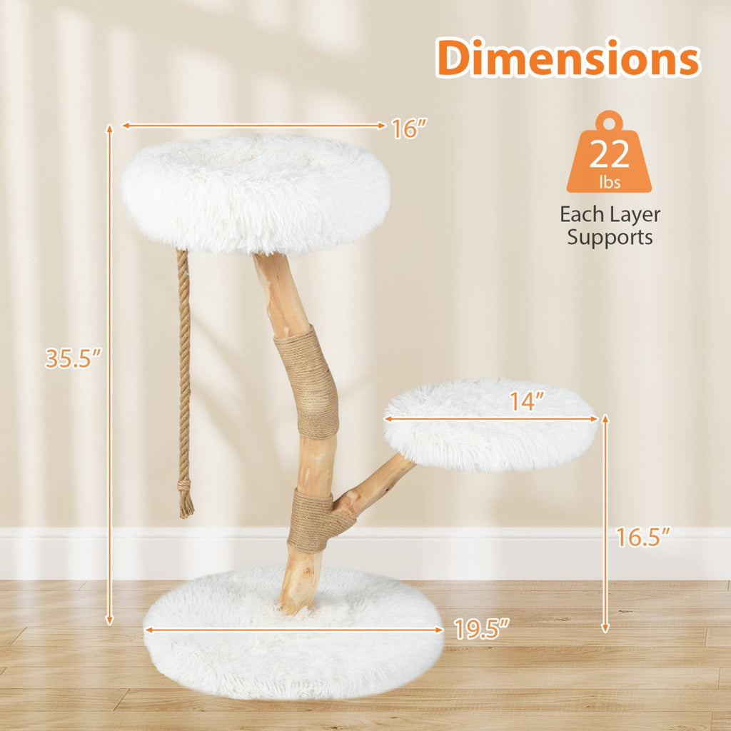 Wooden Cat Tree Tower with Perch and Scratching Posts
