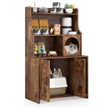 Modern Wooden Industrial Cat Litter Box Enclosure with Storage Shelves-Brown Default Title