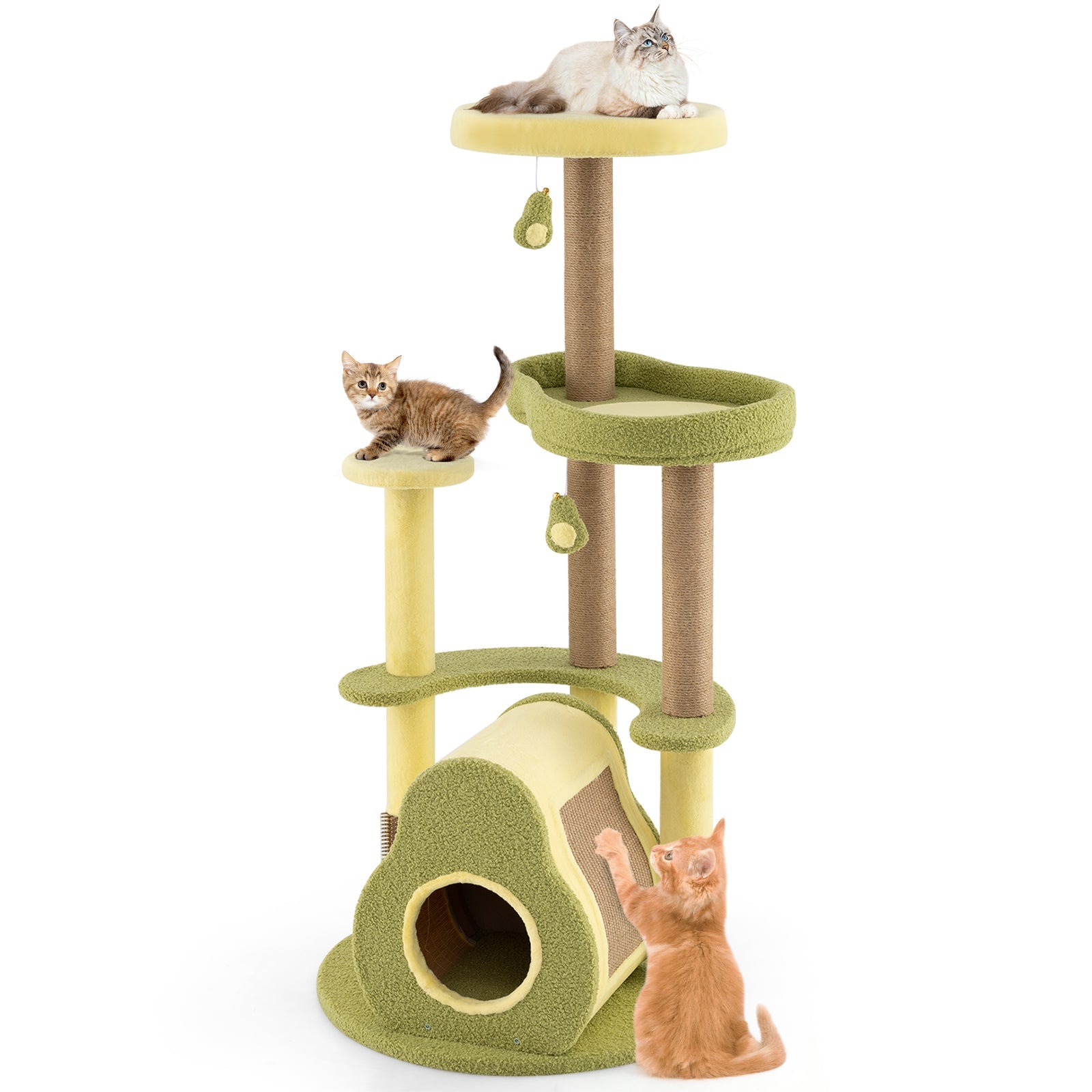 Freestanding Multi-level Avocado Cat Tower with Private Condo-Green Default Title