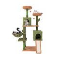 Multi-level Cactus Cat Tree with Scratching Posts Ladder Double Condos and Toys Bed-Green Default Title