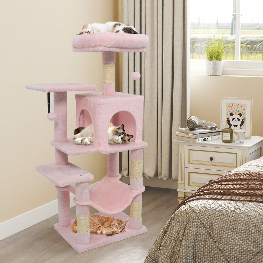 Multi-Level Cat Tower with 2-Door Condo and Padded Top Perch