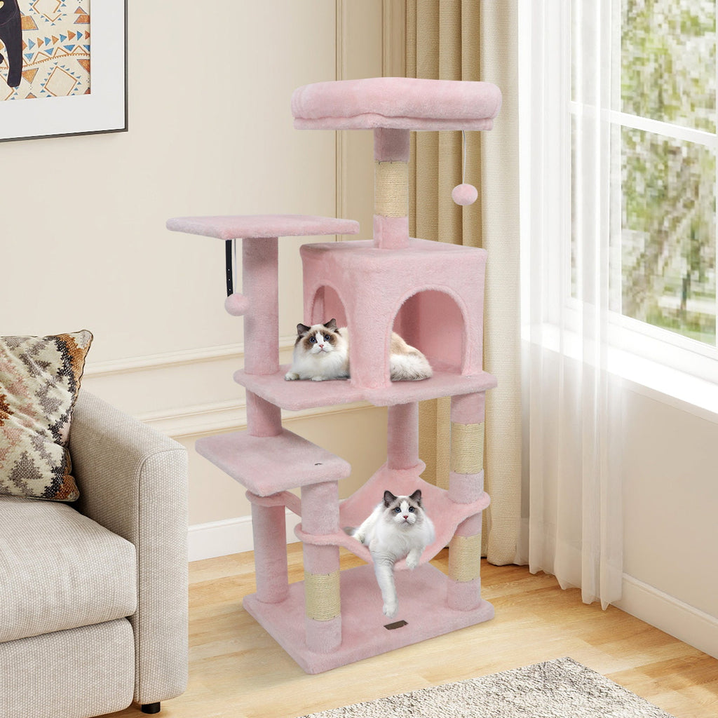 Multi-Level Cat Tower with 2-Door Condo and Padded Top Perch