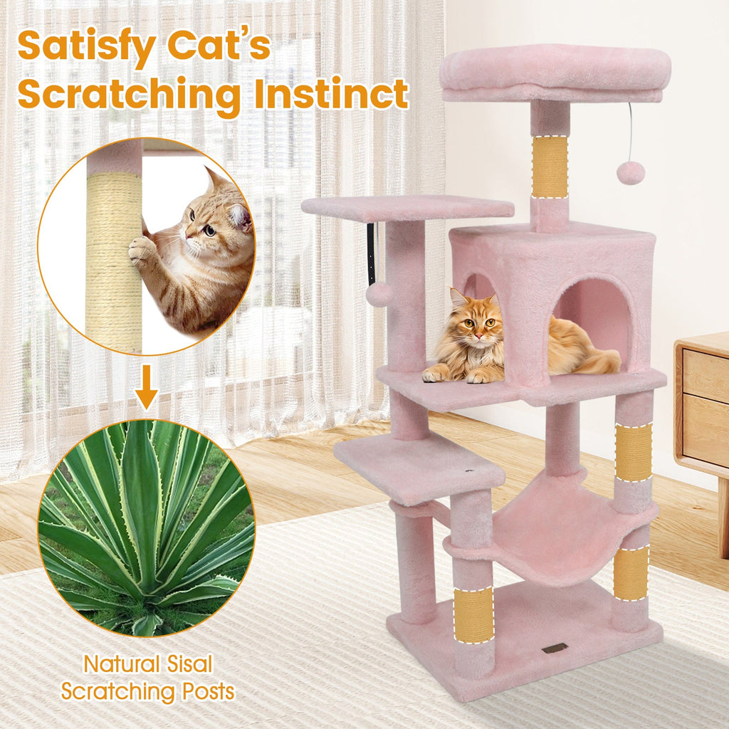 Multi-Level Cat Tower with 2-Door Condo and Padded Top Perch