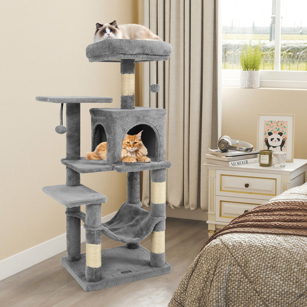 Multi-Level Cat Tower with 2-Door Condo and Padded Top Perch