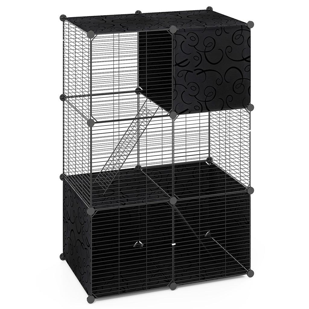 Multi-Level Cat Tower with 2-Door Condo and Hammock-Black Default Title