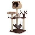 Multi-Level Cat Tree with Condo Hammock and Rotatable Hanging Balls-Natural Brown