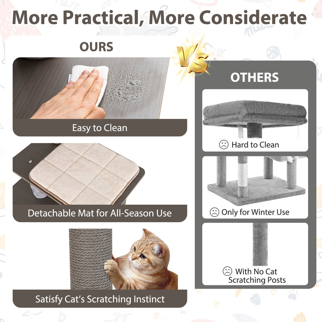 Multi-level Cat Tree for Indoor Cat 59.5 inch Tall Cat Tower with Cushion Top Perch
