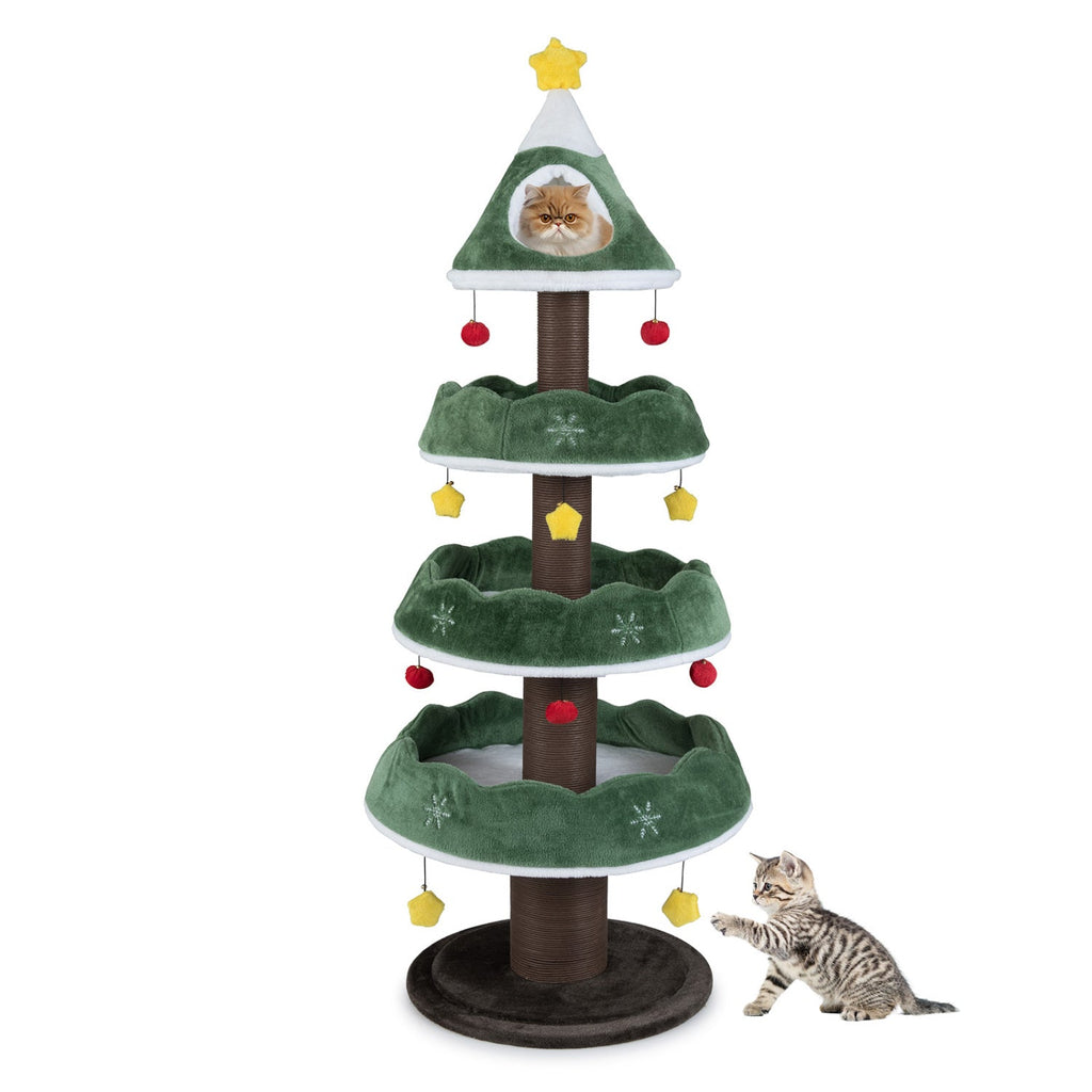 Christmas Cat Tree with 3 Platforms & Top Perch