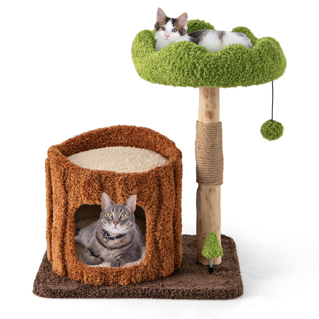 Multifunctional Cat Tree Cat Tower with Scratching Posts and Top Perch-Brown Default Title
