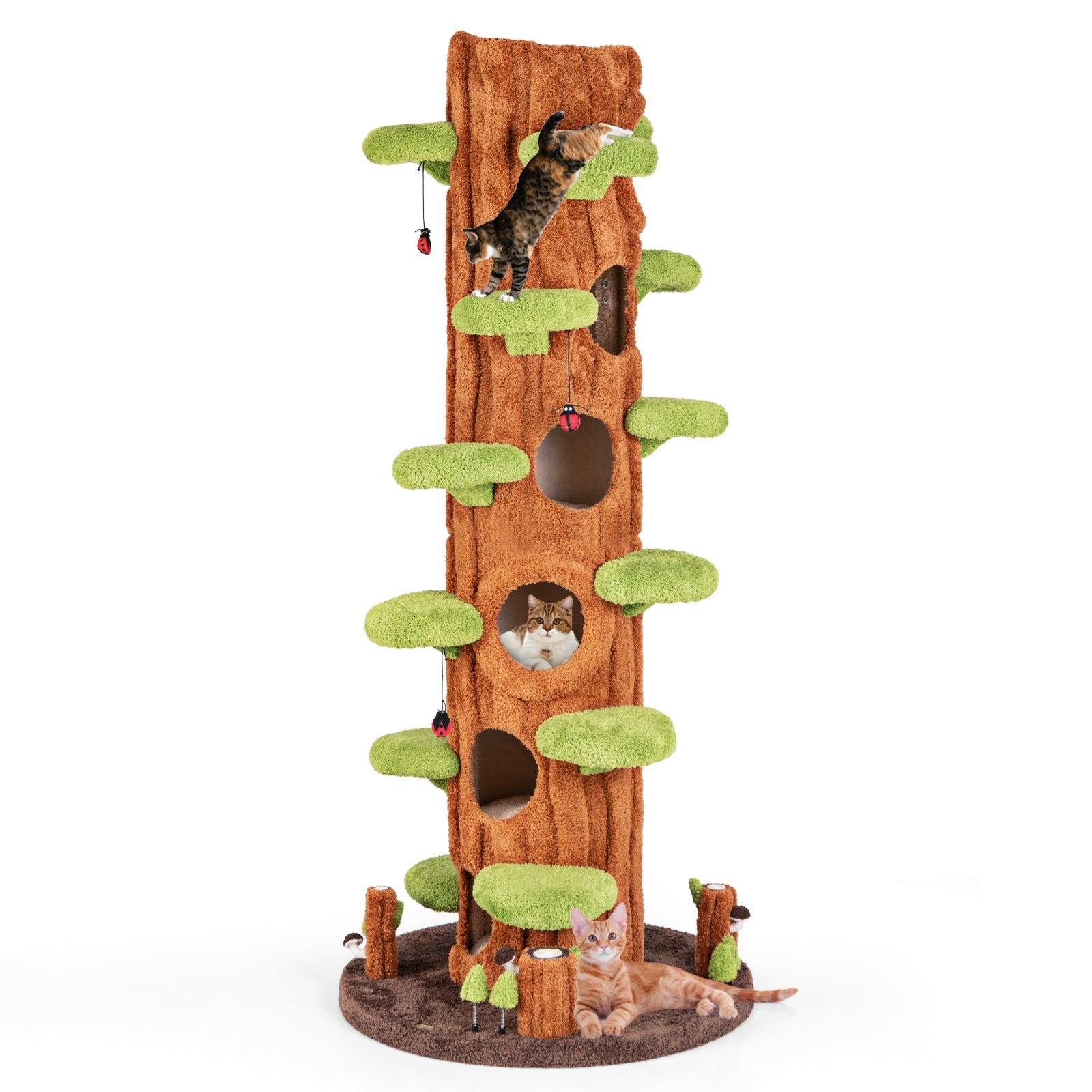 90.5 Inch Tall Multifunctional Cat Tree with Private Condos for Indoor Cats-Brown Brown