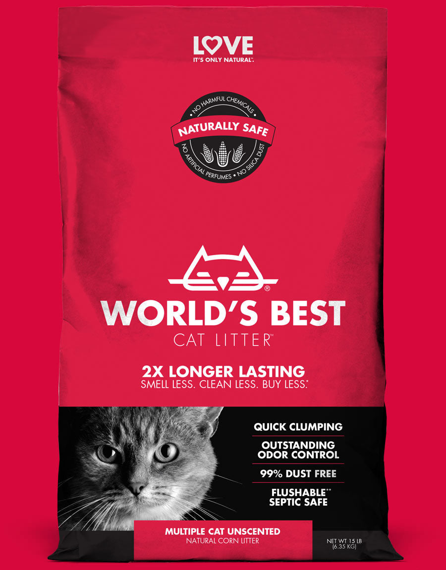 World's Best Multi-Cat Unscented Clumping Corn Cat Litter 28 Lbs