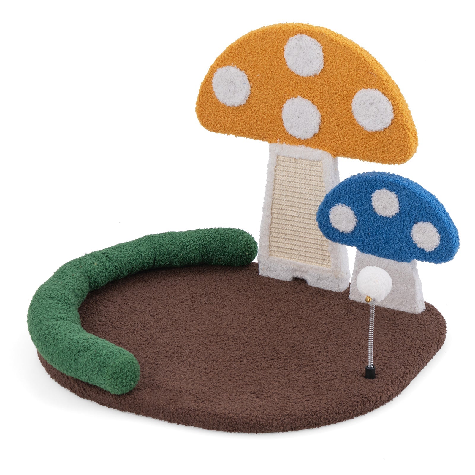Mushroom Cat Bed Cat Claw Scratcher with Wide Bed and Sisal Scratch Panel-Multicolor Default Title